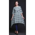 thumbnail image 2 of Bimba Kurta Shibori Carrée Bleue pour Femmes, Ethnique Imprimée, Asymétrique, Haut d'Été pour Femmes, Très Grand, 2 of 6