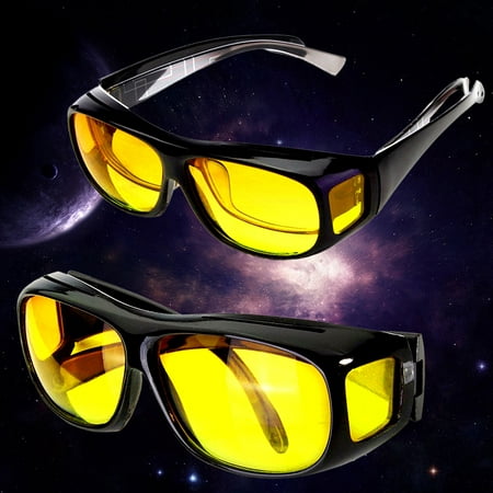 2-Pack Unisex Yellow Sunglasses UV Protection HD Lenses Goggle Night Vision Driving Sports Eyewear