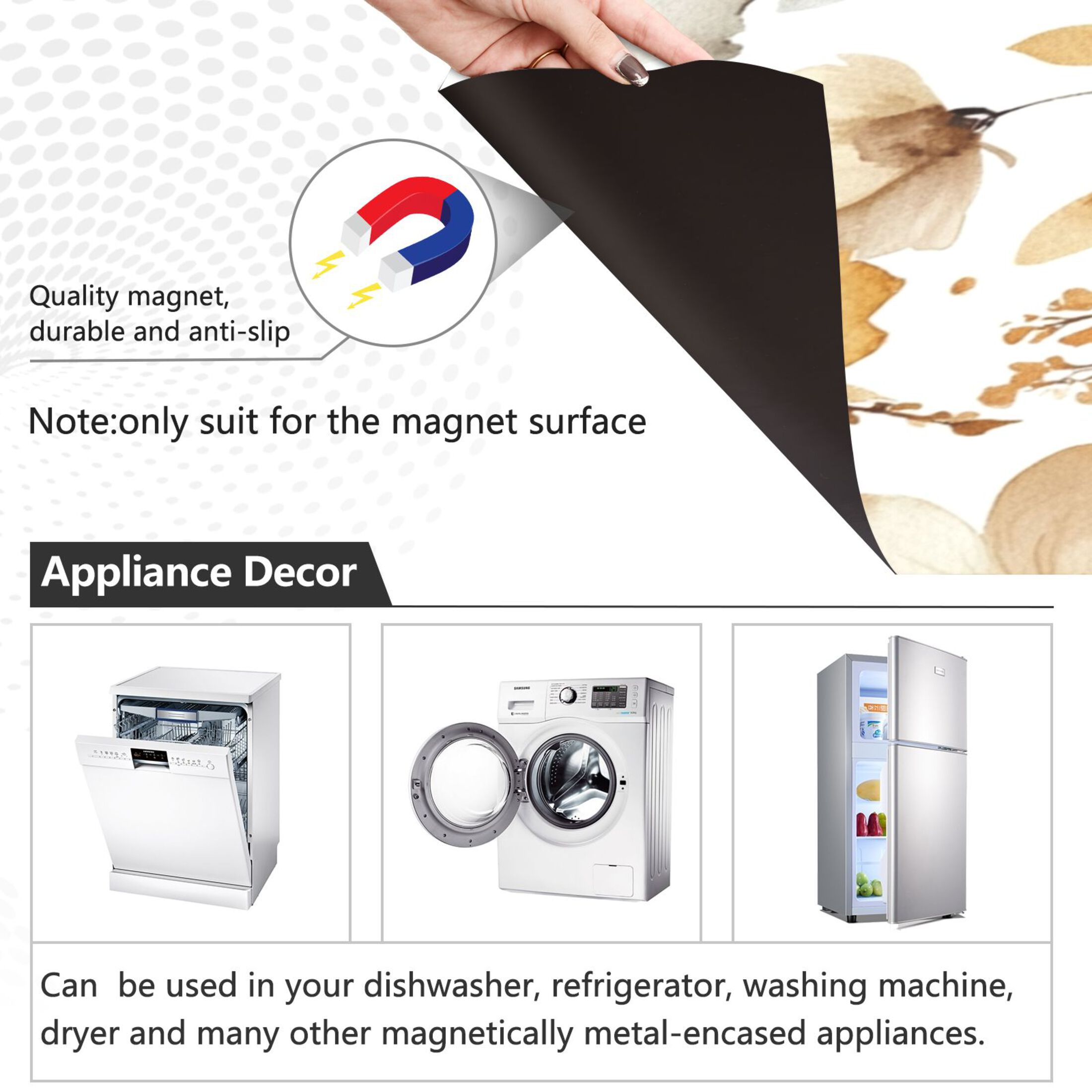 Dishwasher Magnetic Sticker 23x26 Inch Refrigerator Magnetic Sticker Washing Machine Magnetic Sticker Kitchen Panel Magnetic Sticker Home Decor Charming Yellow Flowers