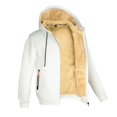 thumbnail image 4 of B91xZ Winter Coats for Men Full Zip Bomber Solid Turtleneck Long Sleeve Bomber Slim Casual Jacket,White M, 4 of 4