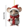 thumbnail image 3 of Dongrere Christmas Animals Ornament with Christmas Hat Planar Acrylic Christmas Ornament for Car Mirror & Tree, 3 of 5