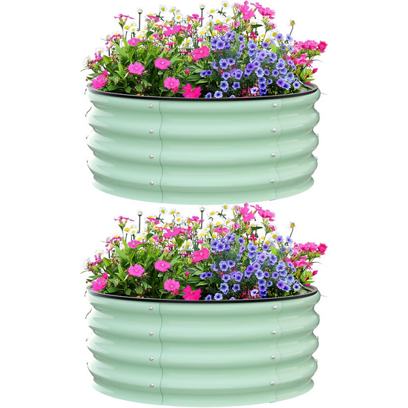 Galvanized Raised Garden Beds Outdoor,Oval Raised Metal Planter Box With Open Base For Planting Vegetables Flowers Herb,Easy-Assembly