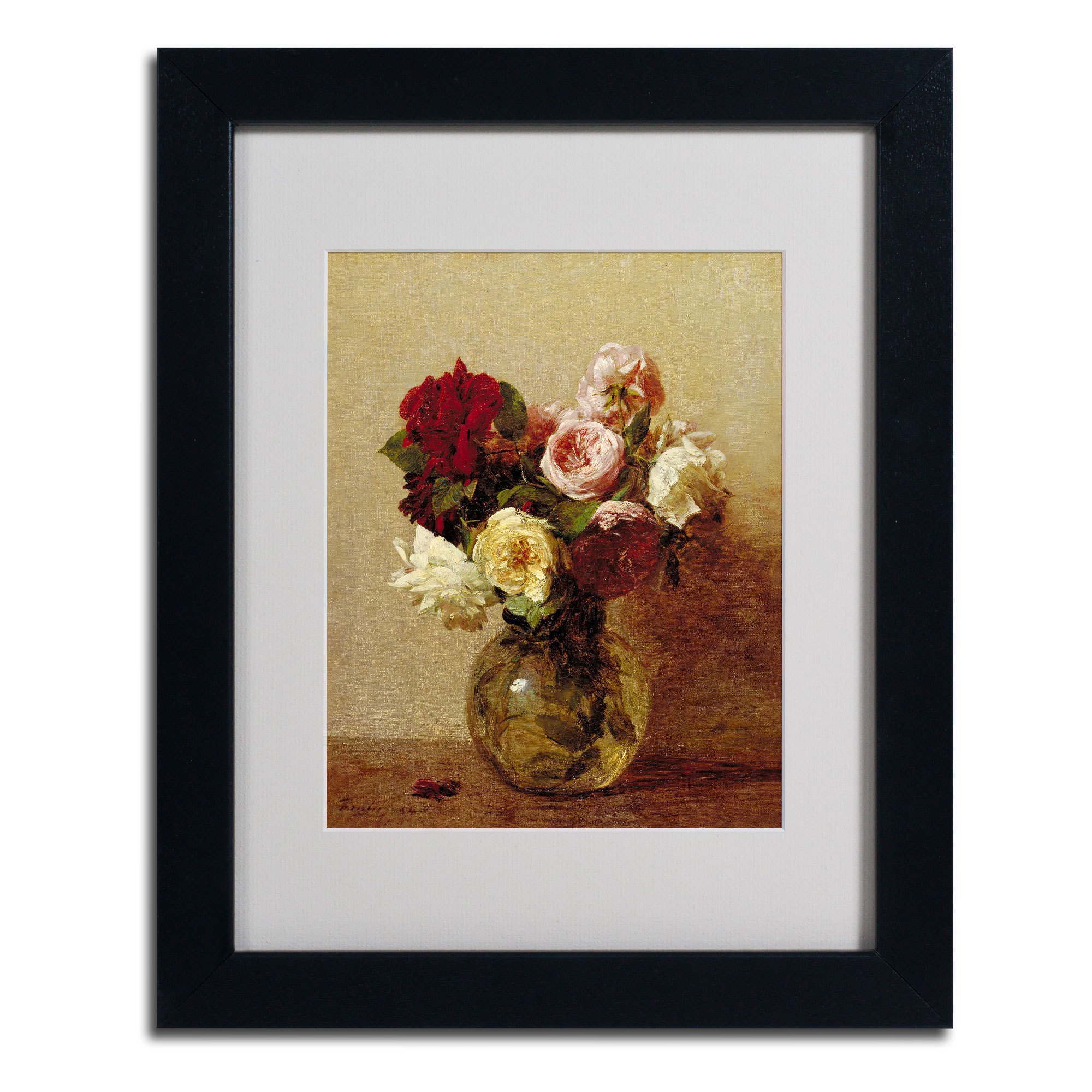 Trademark Fine Art "Roses 1884" Framed Canvas Art by Henri Fantin Latour