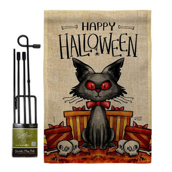 Angeleno Heritage GS130409-DB Kitty O Ween Falltime Halloween 13 x 18.5. in. Double-Sided Decorative Vertical House Garden Flag Set for Decoration Banner Yard Gift
