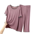 thumbnail image 3 of WCJM Pajama Set for Women Round Neck Short Sleeved Home Wear Casual Pajama Set, 3 of 3