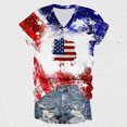 thumbnail image 3 of Camisas de Manga Corta para las Mujeres Día de la Independencia Blusas Estampado Cuello en V Top, Blusas para las Mujeres Casual, 3 of 5