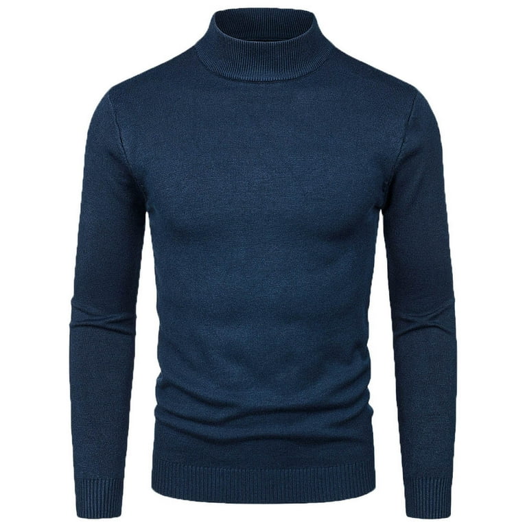 Mens navy blue mock turtleneck sale