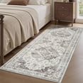 thumbnail image 5 of FEELHOME 2'x6' Runner Rugs Washable Carpet Vintage Medallion Non Slip Soft Carpet Indoor Runner for Bedroom Hallway Kitchen Entryway Laundry Gray, 5 of 7