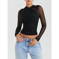 thumbnail image 5 of Lamuusaa Women Short Shirt, Long Sleeves  Tulle  Pleated Casual Party Street Summer Short Tops, 5 of 8