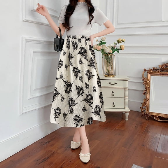 Vedolay Mini Skirt Womens Basic Soft Stretch Mid Midi Knee Length Flare Flowy Skirts,Navy One Size