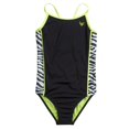 thumbnail image 1 of Justice Girls Colorblock Zebra Traje de baño de una pieza sin mangas, Verde, 5, 1 of 1