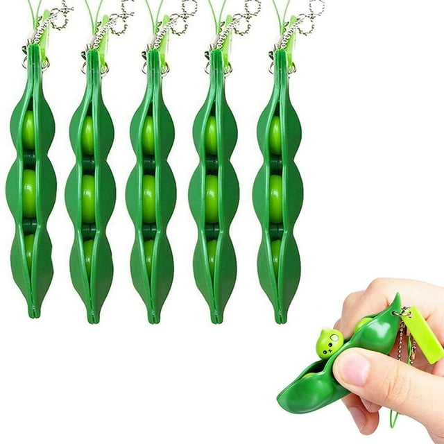 Llavero, Paquete de 5 Squishy Bean Squishy Llavero Squishy Soybean Squishy para niños Adluts Guisantes Juguetes para aliviar el estrés Ansiedad Colgantes (verde)