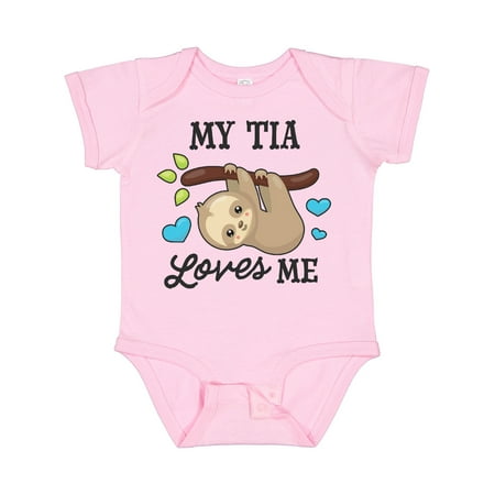 

Inktastic My Tia Loves Me with Sloth and Hearts Gift Baby Boy or Baby Girl Bodysuit
