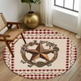 thumbnail image 2 of Round Rugs 5Ft, Western Texas Star Vintage Round Area Rug Washable Indoor Throw Carpet, Rustic Wreath Red Beige Plaid Soft Non Slip Circle Rug for Cabinet Bathroom Home Decor Aesthetic, 2 of 8