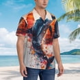 thumbnail image 3 of Pofeuu Sunset Ocean Watercolor Dolphin Print Hawaiian Shirt for Men Sleeves Casual Button Down Summer Beach Dress Shirts T-Shirts,Large, 3 of 7