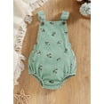 thumbnail image 6 of Biekopu Infant Baby Girl Summer Clothes, Solid Color Fly Sleeve Round Neck Tops + Flower Pattern Suspender Jumpsuit + Bow Headband, 6 of 9