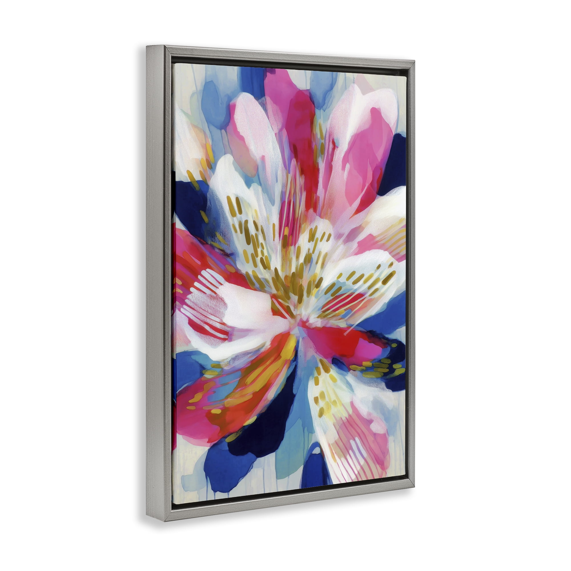 Stupell Industries Lily In Pink & Blue Gray Framed Floater Canvas Wall Art, design by Chromatic Storm Studio