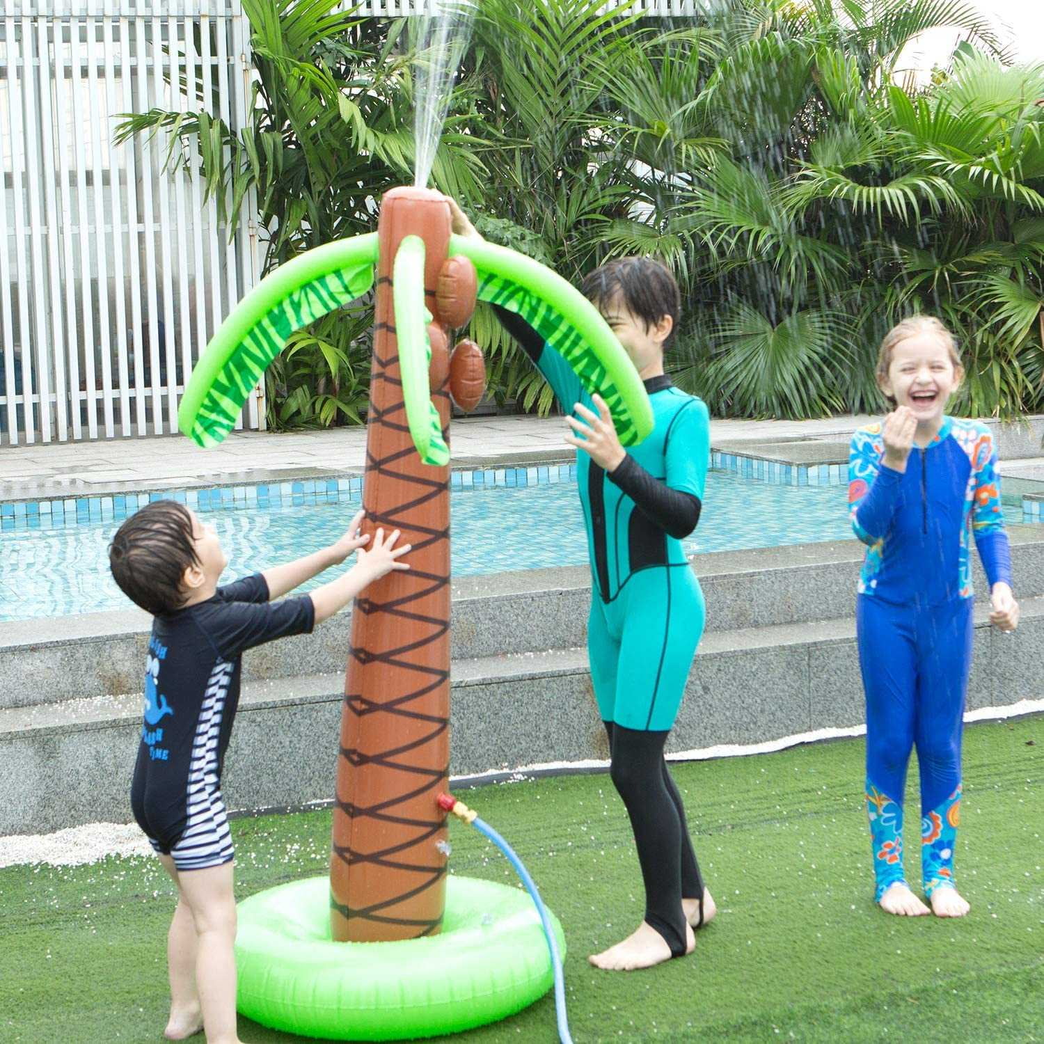 Sprinkler Inflatable Palm Tree Kids Spray Water Toy Play Party Backyard Play 61" 