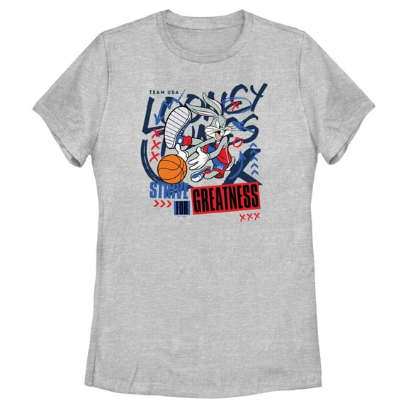 Women's Looney Tunes Bugs Bunny Strive for Greatness  Graphic T-Shirt