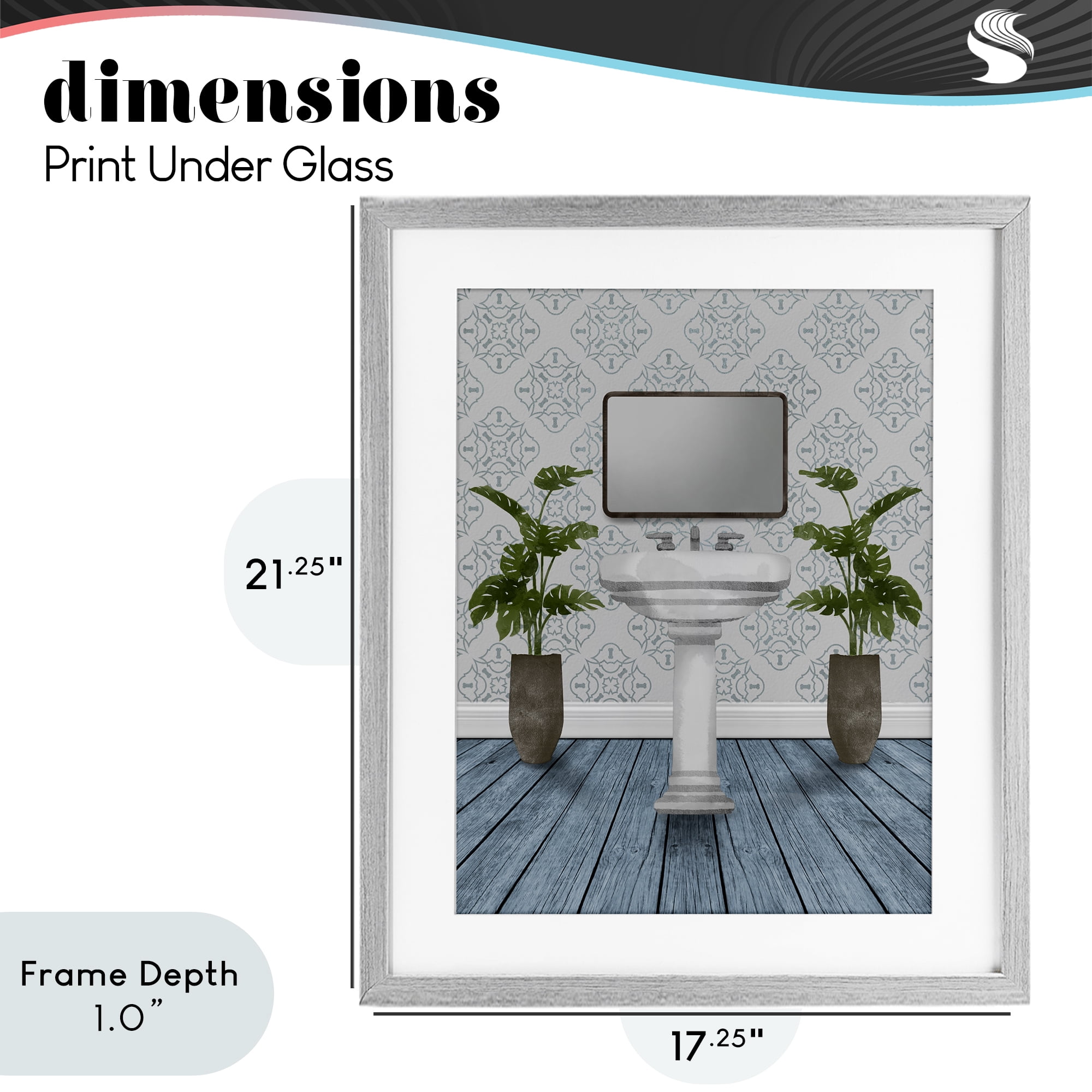 Stupell Industries Restful Wash Plants & Sink Gray Framed Print Under Glass, design by Marcus Prime