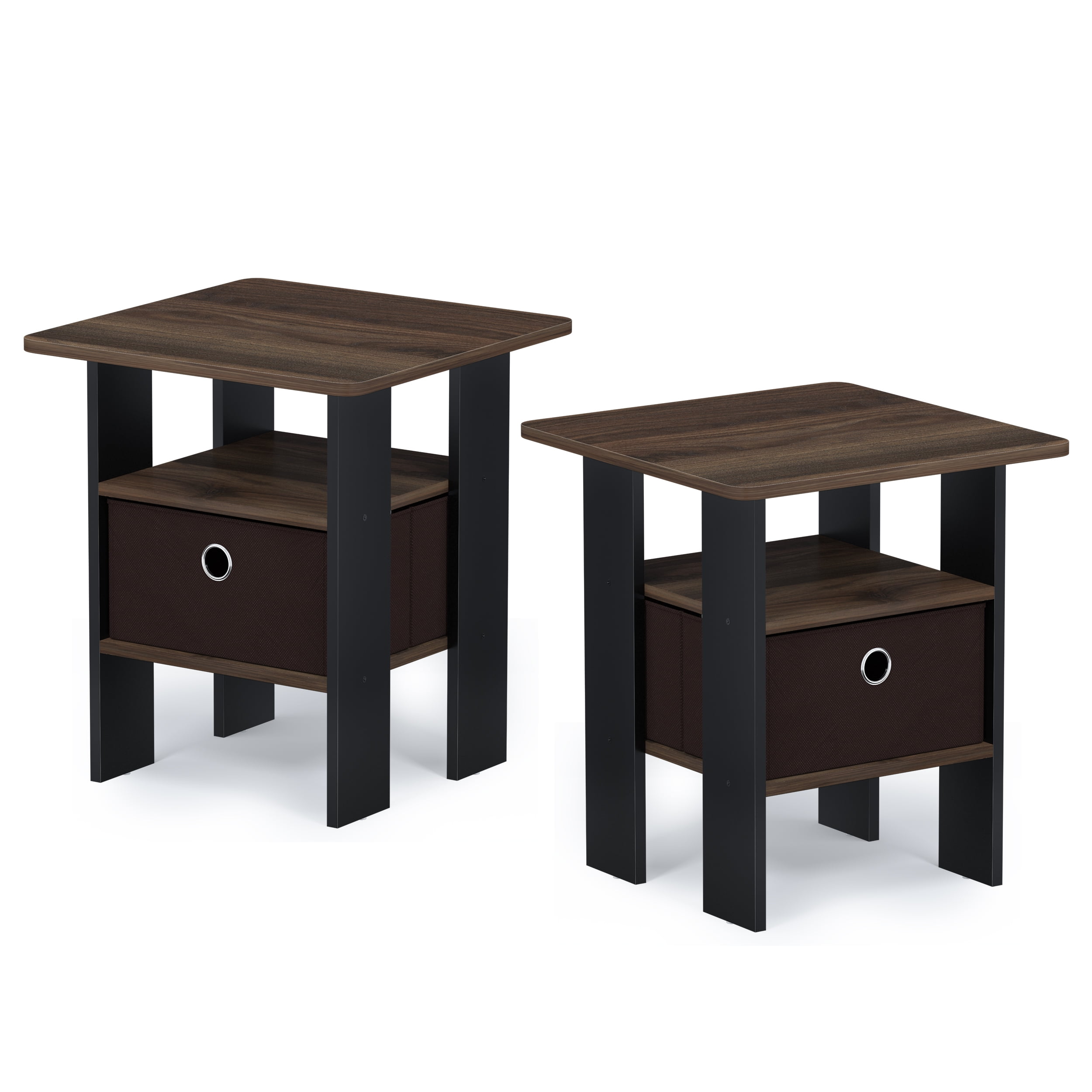 Furinno Living Room End Side Table with Drawer Dark Brown 