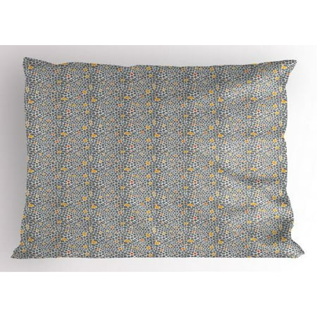 Animal Print Pillow Sham Abstract Leopard Cheetah Skin Exotic Wild Cat Pattern Spotty, Decorative Standard Size Printed Pillowcase, 26 X 20 Inches, Grey Orange and Dark Orange, by Ambesonne