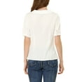 thumbnail image 3 of INSPIRE CHIC Women's Work Office Top Button Up Ruffled Flat Collar Short Sleeve Shirt, 3 of 6