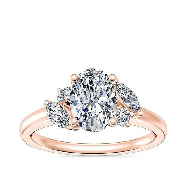 0.75 T.C.W Oval Shape Natural Diamond Latest Design Solitaire Wedding Ring for Ladies Solid 14K Rose Gold Size 8