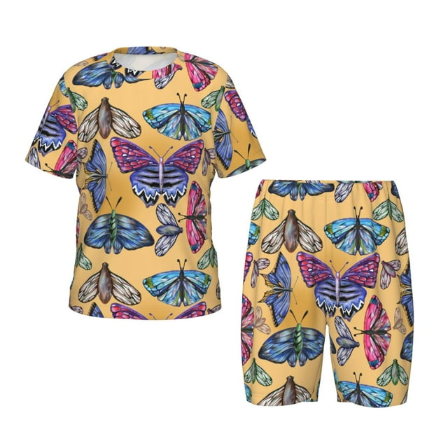 Balery Butterfly 3 Conjunto de Pijama Infantil de Manga Corta con Estampado – Ropa de Dormir de Algodón Suave-Medium