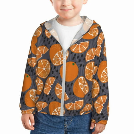 

Vsdgher Various Oranges Kids Sun Protection Hoodie with Zip Rash Guard Tops Children s Long Sleeve Sun Protection Clothing - 4 Years