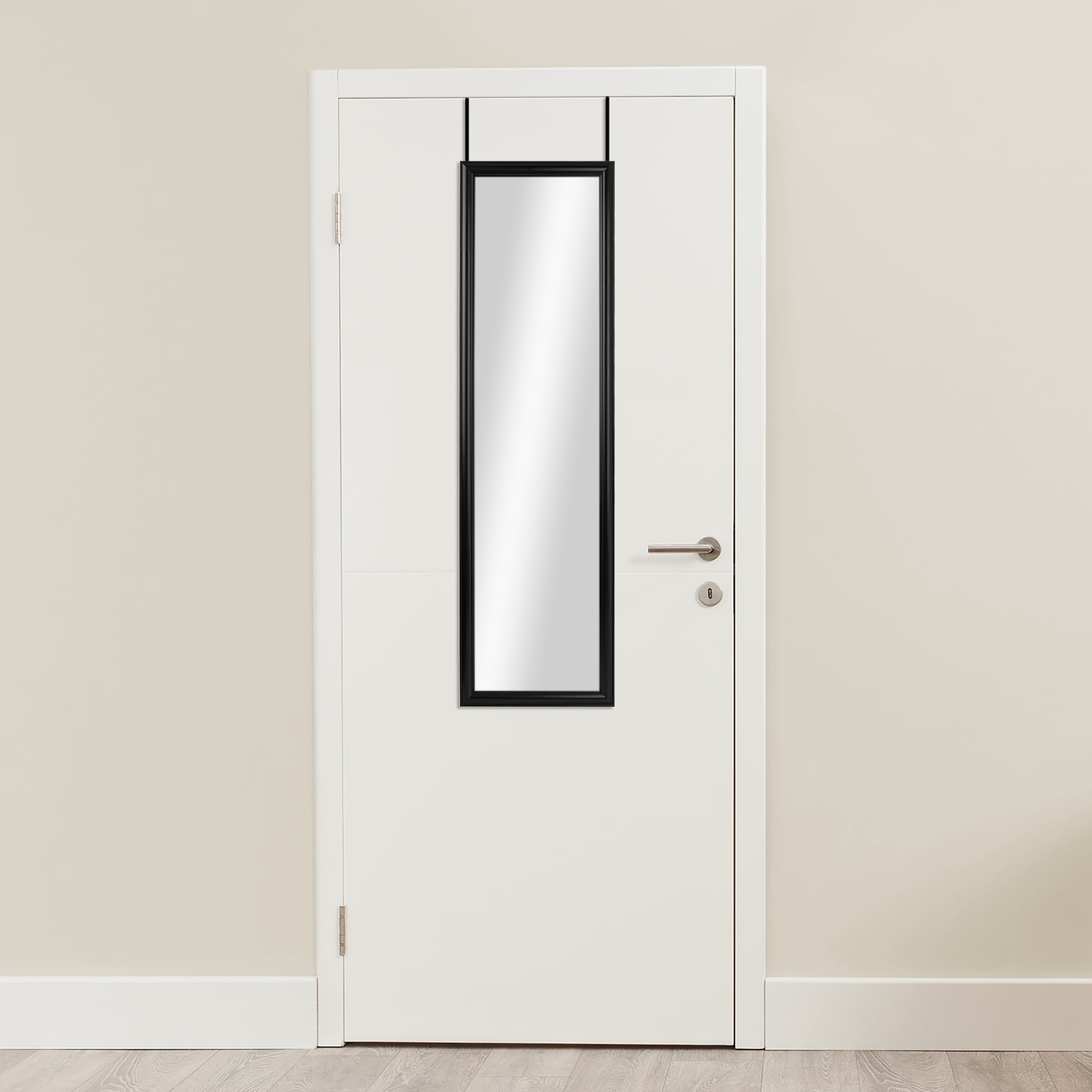Mainstays 14.25" x 50.25" Black Modern Over the Door Mirror
