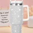 thumbnail image 5 of 1pc Stainless Steel Rhinestone Tumbler With Straw And Handle, Flat Bottom Cup, Glitter Cups Studded Skinny Tumblers Sparkly Gifts For Women, Modern Rhinestone Decor Tumbler For Home, Hand Wash Only, R, 5 of 5