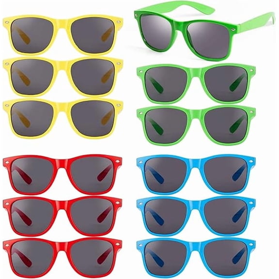 12-pack of sunglasses in various colors for children or adults, beach and pool accessories with UV protection