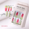 thumbnail image 1 of Uñas postizas HUOGUO, color degradado, cabeza larga y plana, 24 unidades, 1 of 5