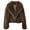 Brown, variant on Short Faux Fur Jacket for Women Lapel Cardigan Winter Fluffy Outwear Coat for Evening Dresses Beige XS