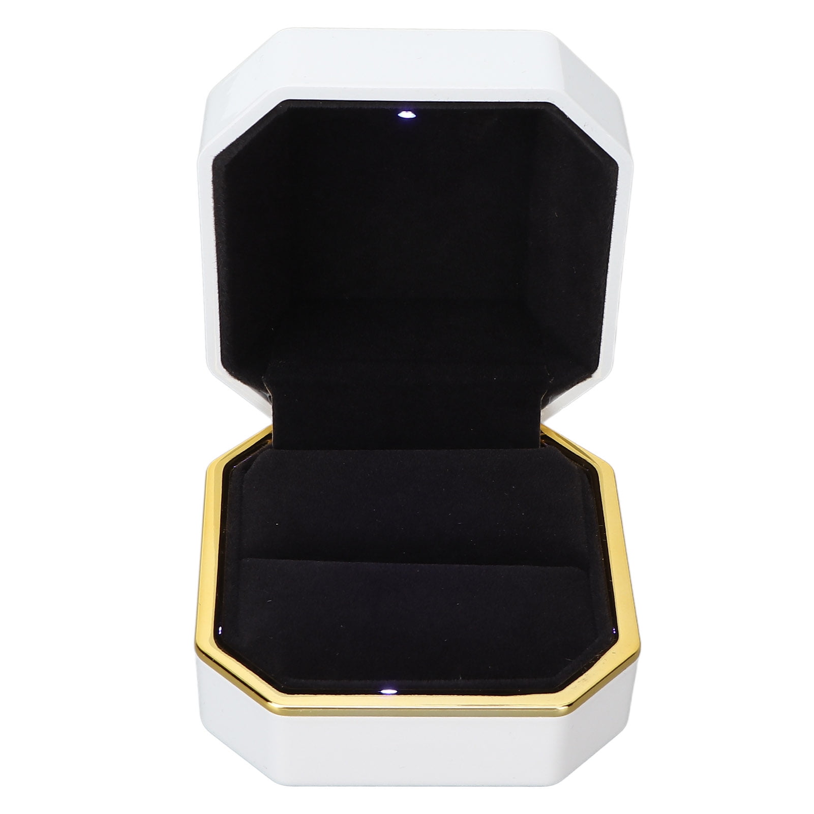 Écrin à Bague Avec LED Interne - Boîte à Alliance Velours Pour Proposition Ou Mariage - Couleurs Bleu, Gris, Rouge - Taille 6x5x3.8 Cm
