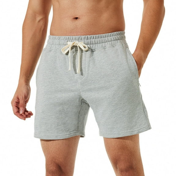 NIMENJOJA Mens 5.5 Inch Athletic Gym Shorts Cotton Workout Sweat Shorts with Upgrade YKK Zipper Pockets and Drawstring