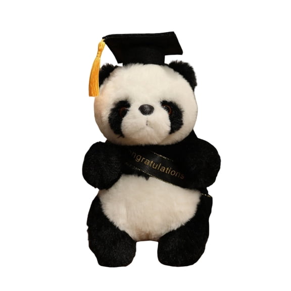 Plush Panda Stuffed Animals Plush Toys 8 Inches Present Gifts for Graduation Day, Personalized Graduation Text on Gown, Best for Any Grad School (Black)