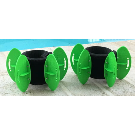 AquaLogix Green High Speed Aquatic Fins - Omni-Directional Water/Drag Resistance Exercise for Lower and Upper Body Pool Workouts - Includes Online Demonstration Video Link (Fins Pair