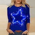 thumbnail image 2 of Cavosen Womens Tee Shirts Long Sleeve Crew Neck Independence Day Patriotic Tee 250 Years Red White and Blue Graphic Shirt Summer Loose Tops, 2 of 5