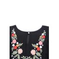 thumbnail image 3 of ABPHQTO Top tipo babydoll con volantes y bordado floral bohemio negro para mujer, 3 of 5