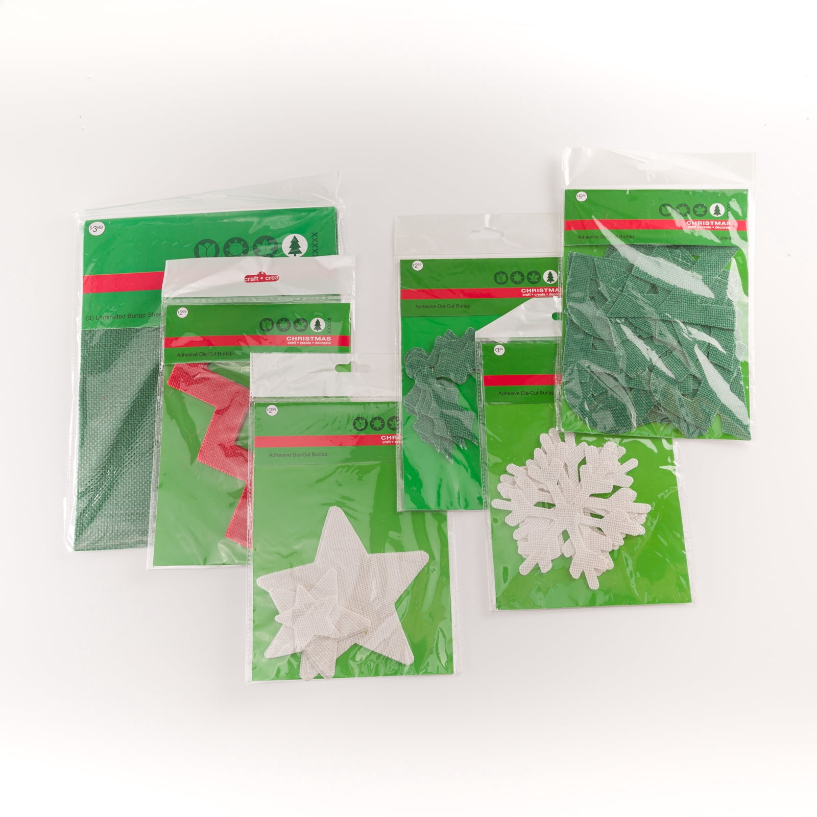 Springs Creative Christmas Burlap Adhesive Shapes Bundle, 58 Pieces