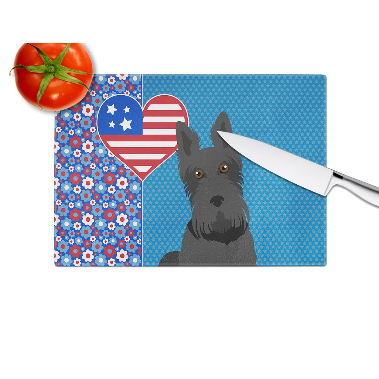 Black Scottish Terrier Glass Cutting Board Large 12 in x 15 in