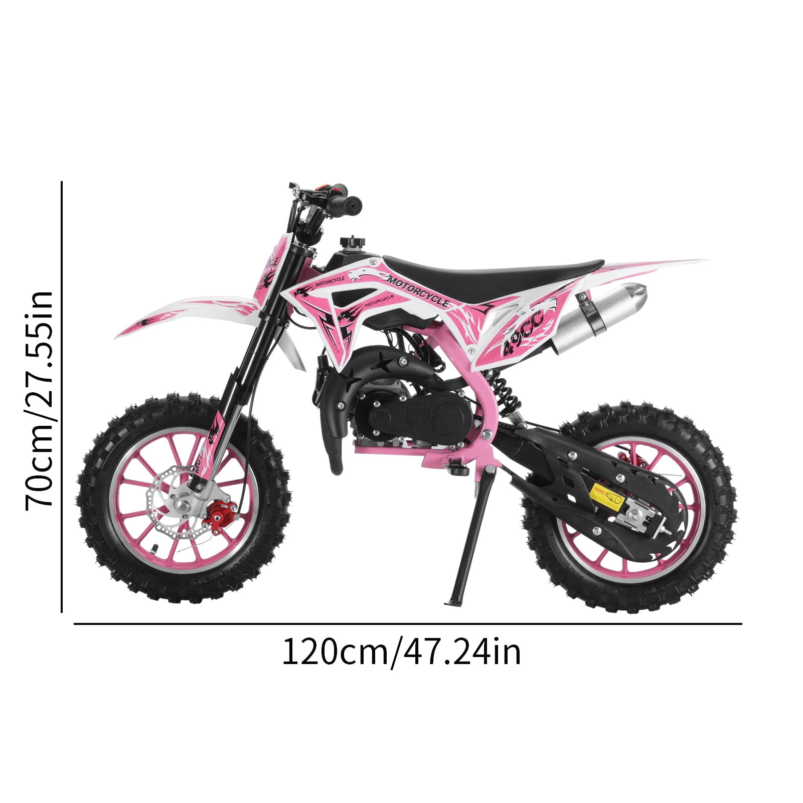 49cc Kids Dirt Bike,Dirt Bike Dirt Bikes for Kids 6-12 Gas Power Motocross Off Road Mini Motorcycle Children Pocket Motorbike with 2-Stoke Front/Rear Disc Brakes Pink