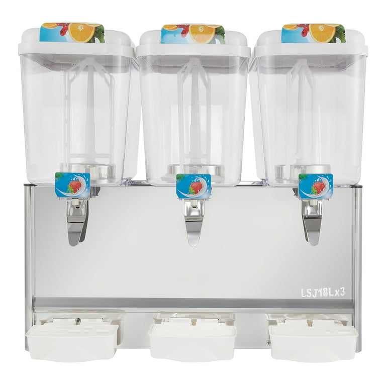 VEVOR Commercial Beverage Dispenser 13.6 qt 12L 2 Tanks Ice Tea Drink Machine 280W 304 Stainless Steel Juice Dispenser with 41°F-53.6°F Thermostat