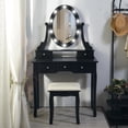 thumbnail image 3 of TROPOW Vanity Desk,Makeup Vanity,with Mirror and Lights,Vanity Desk with Mirror and Lights, Wood Makeup Dressing Table Stool with & Oval Mirror 3 Colors Lighting Modes Modern,Black, 3 of 6