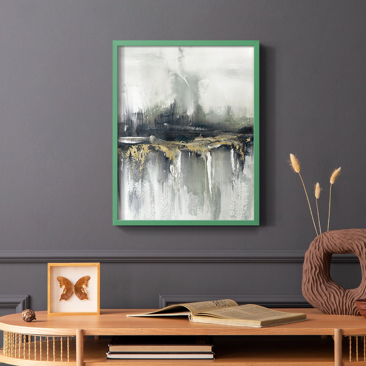 Indyscape and Gold in Green Solid Wood 8 x 10 Framed Print