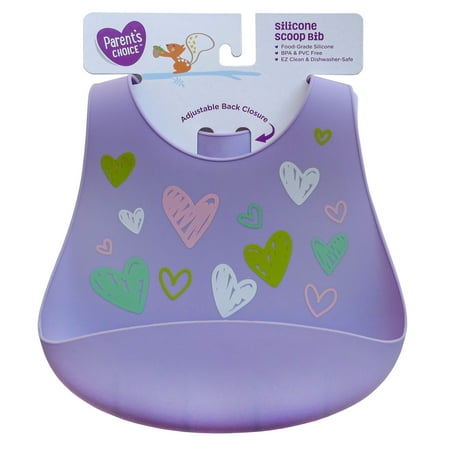 Parents Choice Silicone Feeding Baby Bib, 1 pk, Girls