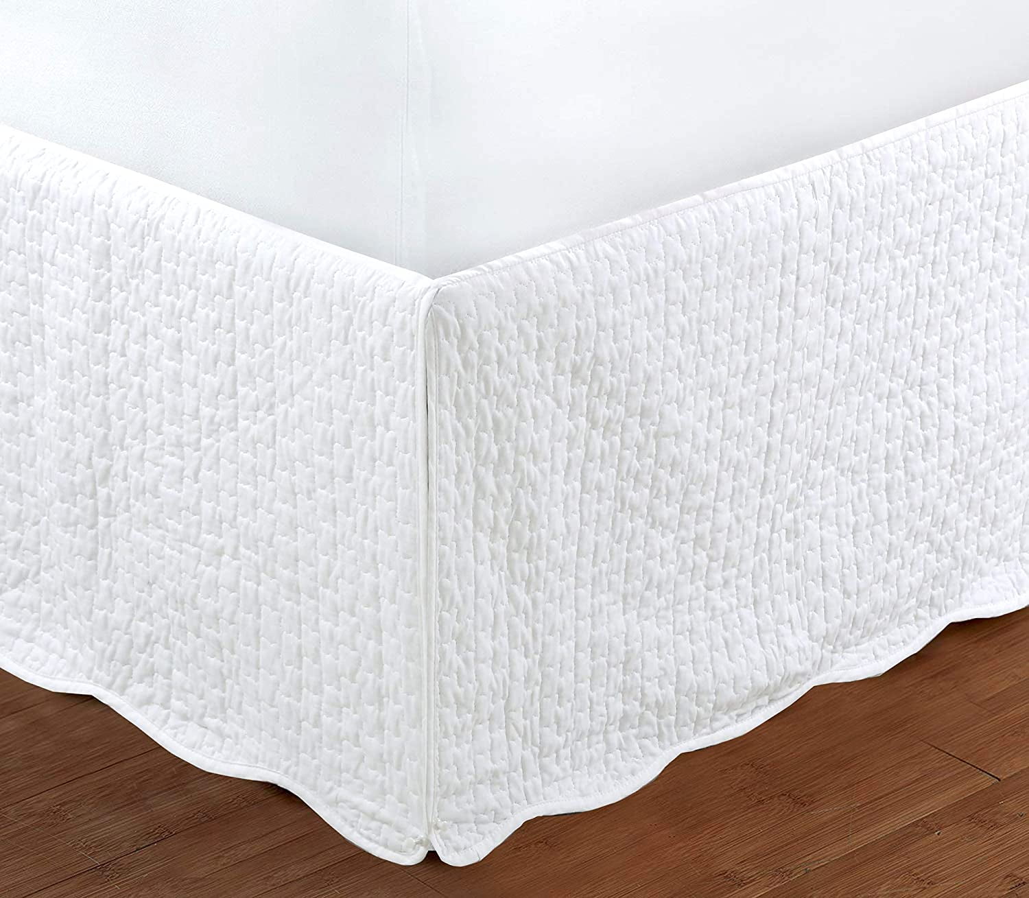 Cozy Line Home Fashions Solid White Matelasse Bed Skirt, Dust Ruffle