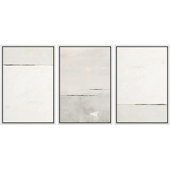 wall26 Framed Canvas Print Wall Art Set Pastel Gray Color Block Landscape Abstract Shapes Illustrations Modern Art Decorative Chic Multicolor for Living Room, Bedroom, Office - 24"x36"x3 Wh
